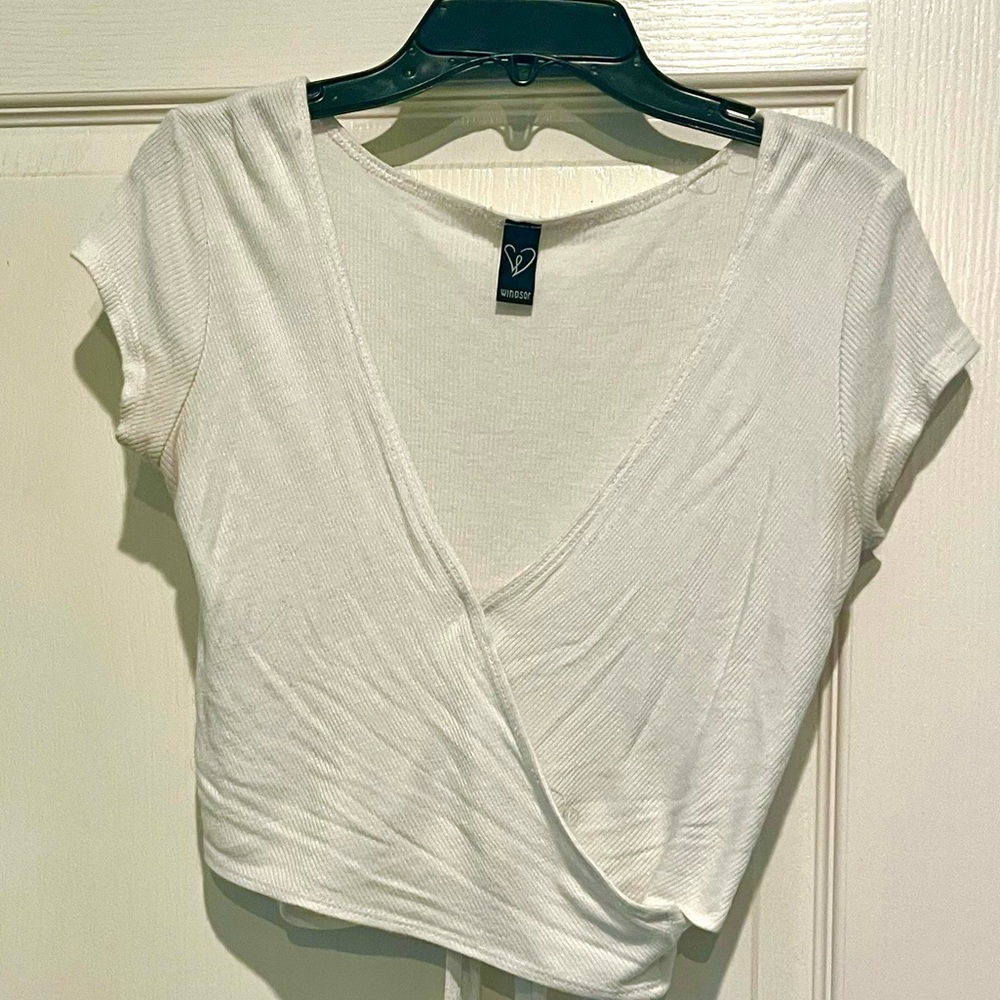 white wrap around shirt